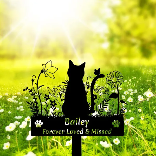 Custom Cat Memorial Garden Stake (Metal)