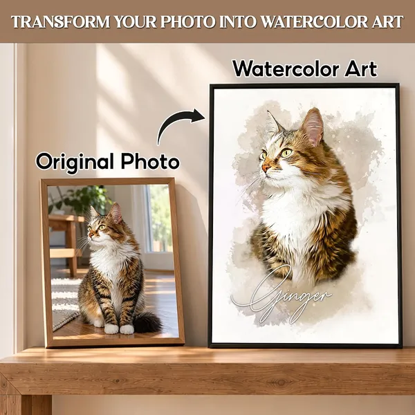 Custom Watercolor Cat Portrait
