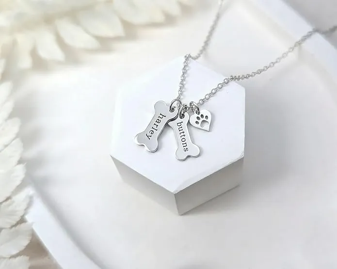 925 Sterling Silver Paw Print Memorial Necklace